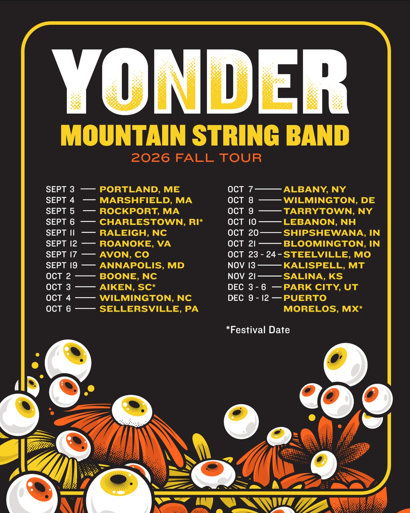 NEW DATES ADDED: Fall 2026 has a few more dates added! On sale FRI 6/26 at 10am local 🌼👀

09/04: Marshfield, MA
09/05: Rockport, MA 
10/07: Albany, NY
10/09: Tarrytown, NY
10/10: Lebanon, NH
12/03 - 12/06: Park City, UT