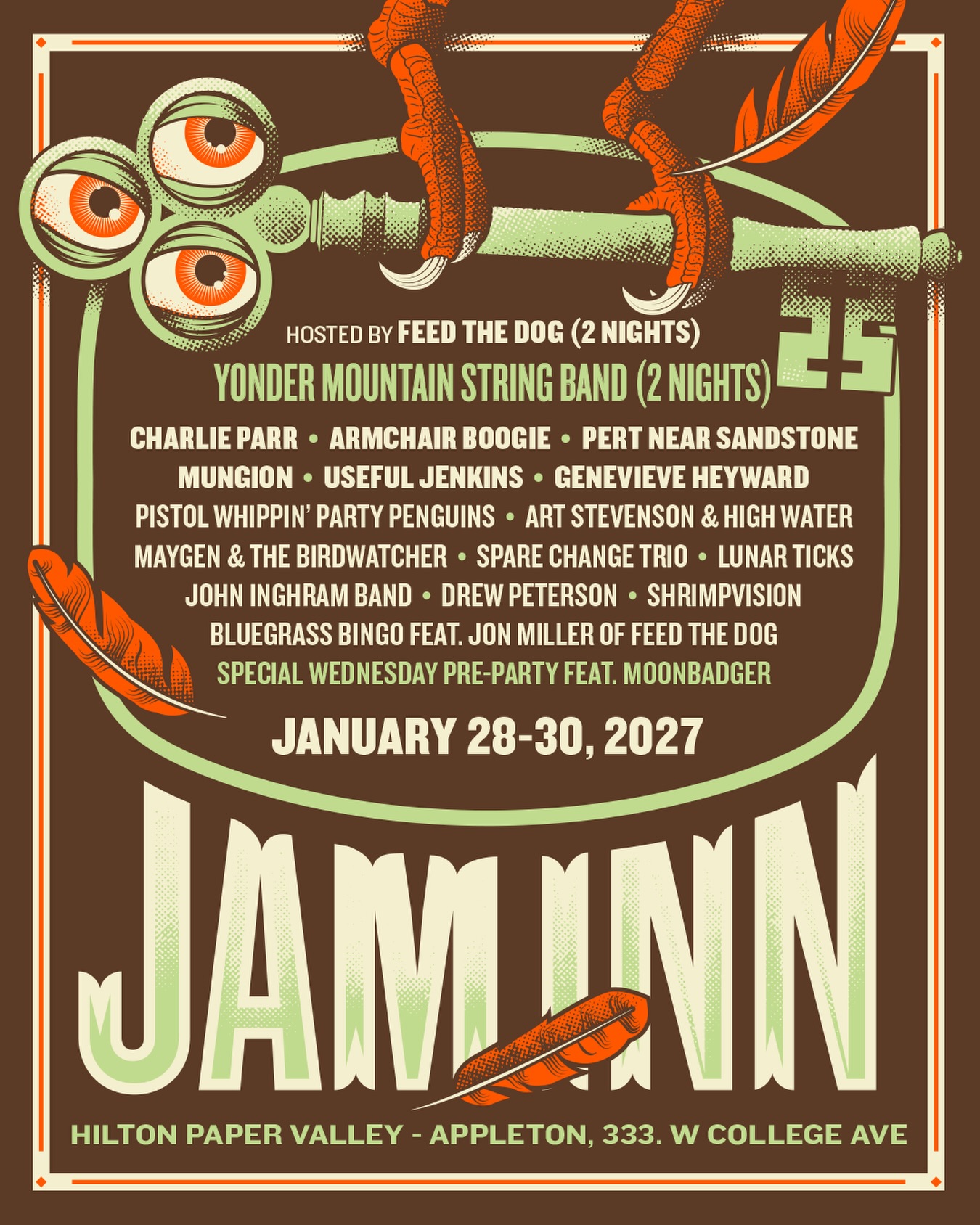 @jaminnmusicfest, we’re coming for you! A weekend music festival in a hotel with all of you is exactly what we need mid-winter! Big ups to @feedthedogband for putting this together. 

Dates: January 28–30, 2027
Location: Hilton Paper Valley Hotel, Appleton, WI
Tickets & Hotel Rooms: Available now at www.jaminnmusicfest.com